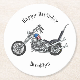 Dessous De Verre Rond Illustration de Chopper Motorcycle 1950