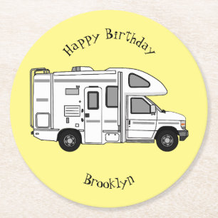 Dessous De Verre Rond Illustration de dessin animé Campervan