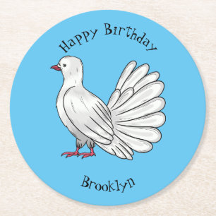 Dessous De Verre Rond Illustration de dessin d'oiseau pigeon sauvage