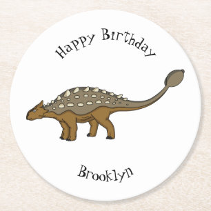Dessous De Verre Rond Illustration de dinosaure blindé Ankylosaurus