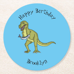Dessous De Verre Rond Illustration de dinosaure T rex drôle