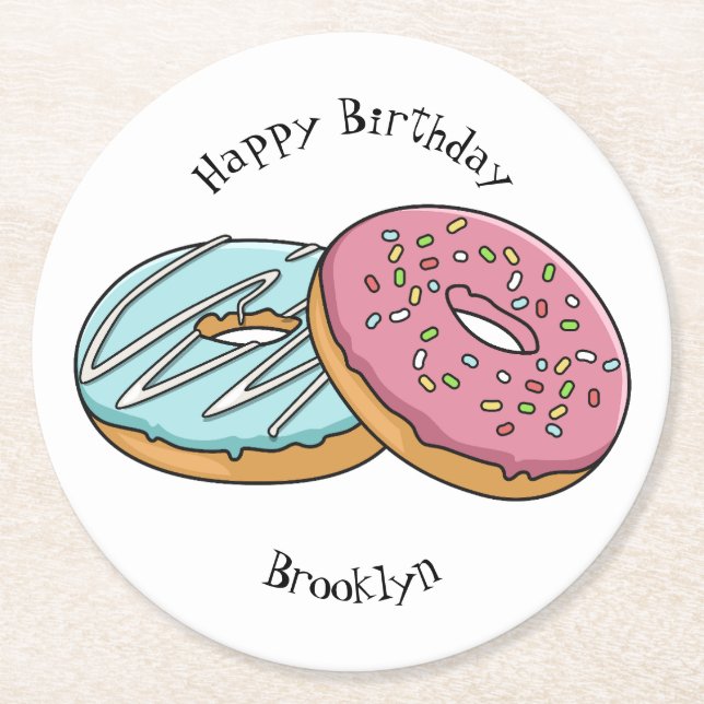 Dessous De Verre Rond Illustration de Donut (Devant)