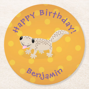 Dessous De Verre Rond Illustration de gecko tan tan mignon