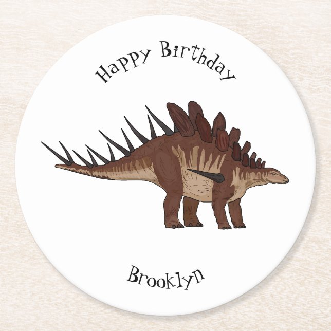 Dessous De Verre Rond Illustration de Kentrosaurus (Devant)