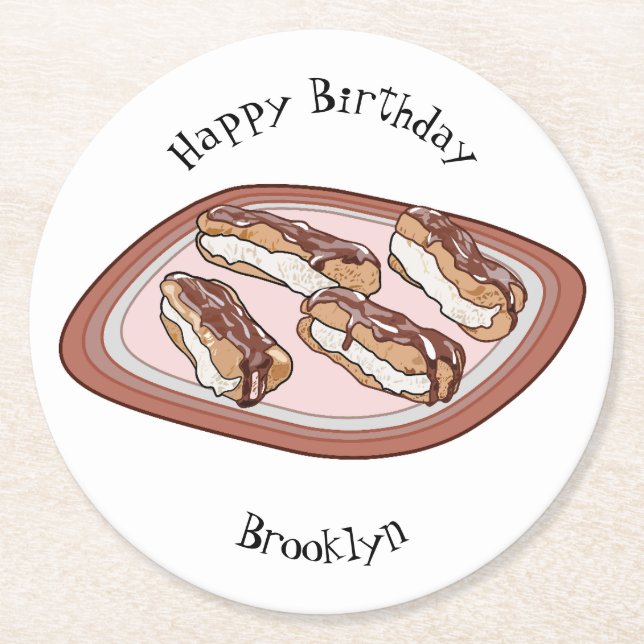 Dessous De Verre Rond Illustration de l'éclair de chocolat (Devant)