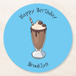 Dessous De Verre Rond Illustration de milk-shake au chocolat