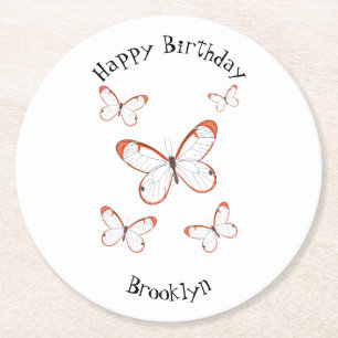 Dessous De Verre Rond Illustration de papillon en verre