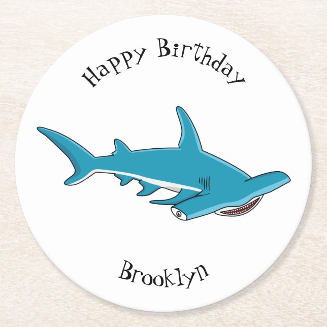 Dessous De Verre Rond Illustration de requin marteau (Devant)