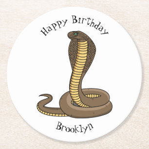 Dessous De Verre Rond Illustration de serpent à cobra Brown