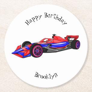 Dessous De Verre Rond Illustration de voiture de course professionnelle