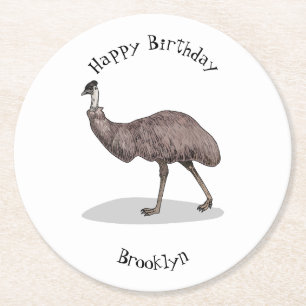 Dessous De Verre Rond Illustration d'Emu bird