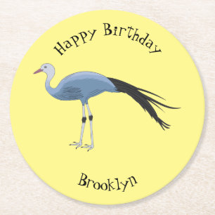 Dessous De Verre Rond Illustration d'oiseau de grue bleue