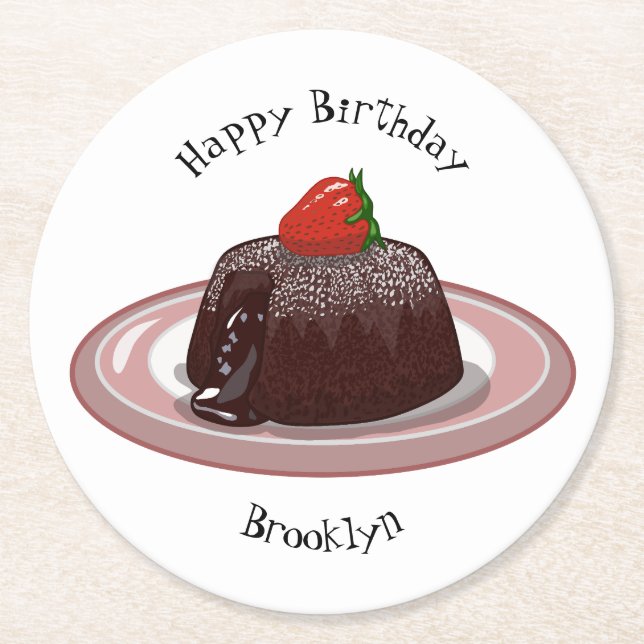 Dessous De Verre Rond Illustration du gâteau de lave au chocolat (Devant)