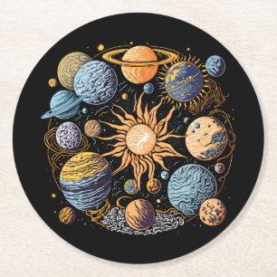 Dessous De Verre Rond Illustration du système solaire