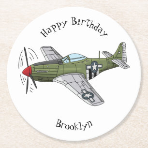 Dessous De Verre Rond Illustration d'un avion militaire