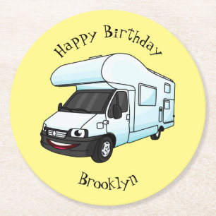 Dessous De Verre Rond Illustration d'un campervan heureux