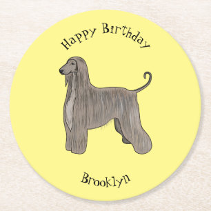 Dessous De Verre Rond Illustration d'un chien hound afghan