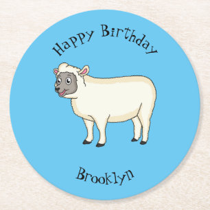 Dessous De Verre Rond Illustration d'un mouton joyeux