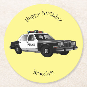 Dessous De Verre Rond Illustration d'une voiture de police