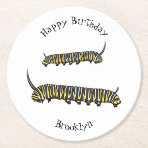 Dessous De Verre Rond Illustration Monarch caterpillar