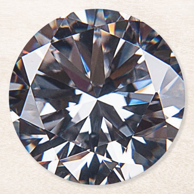 Dessous De Verre Rond Image diamant élégante facettée (Devant)