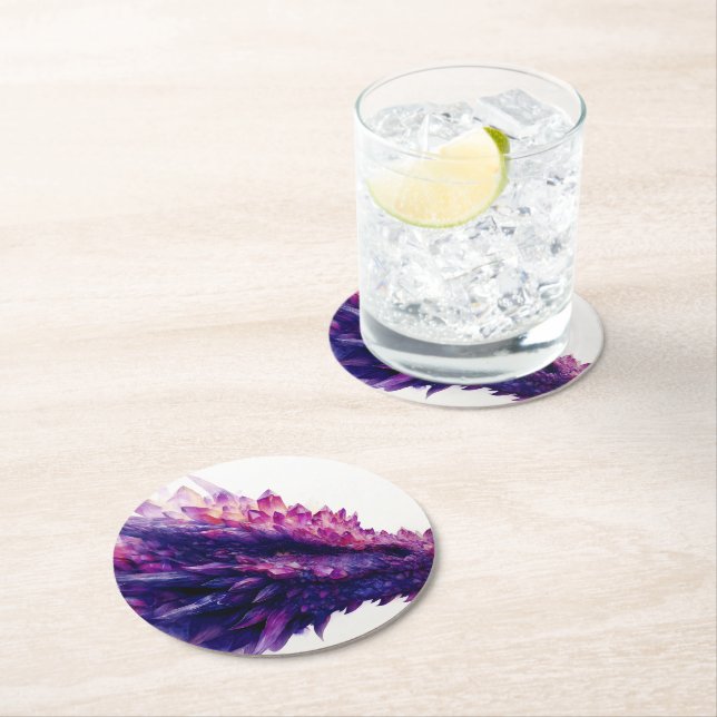 Dessous De Verre Rond Imaginaire mystique Améthyste cristal Dragon Bête (En situation)