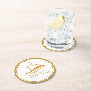 Dessous De Verre Rond Immobilier Société Gold Open House personnalisable