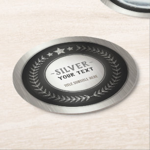 Dessous De Verre Rond IMPRIMER do-it-yourself MÉDAILLE Champion d'argent