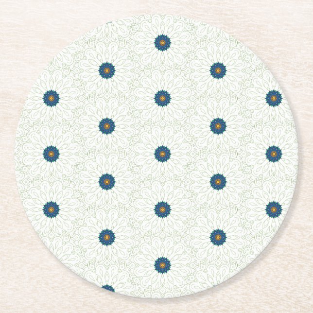 Dessous De Verre Rond inspiration du paon (Devant)