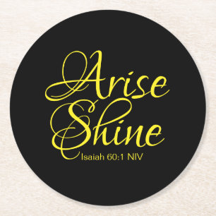 Dessous De Verre Rond Inspiration Lever et Foi brillante Noir