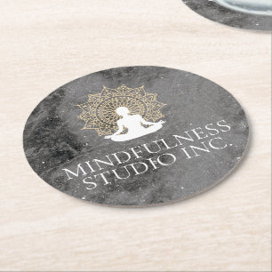 Dessous De Verre Rond Instructeur de méditation Marbre tacheté