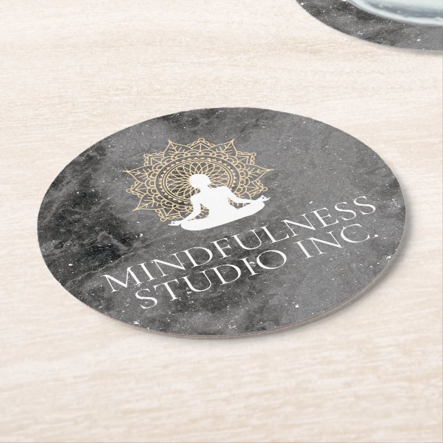 Dessous De Verre Rond Instructeur de méditation Marbre tacheté (Incliné)