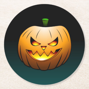 Dessous De Verre Rond Jack O'lantern Citrouille d'Halloween