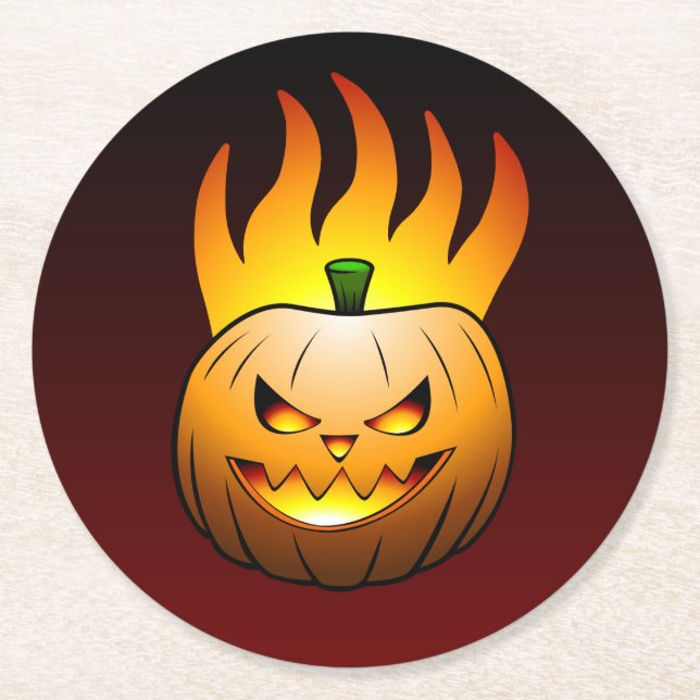 Dessous De Verre Rond Jack O'lantern Citrouille d'Halloween (Devant)