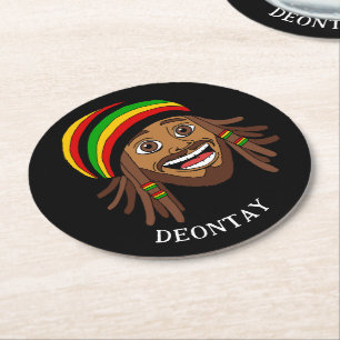 Dessous De Verre Rond Jamaïcain Rasta Homme texte personnalisé