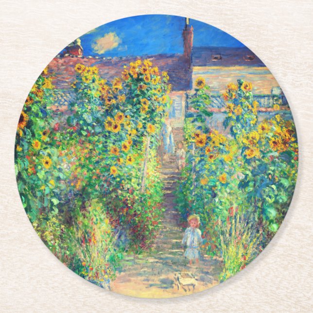 Dessous De Verre Rond Jardin aux fleurs de Monet (Devant)