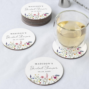 Dessous De Verre Rond Jardin de fleurs sauvages élégant pour une baby sh