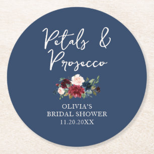 Dessous De Verre Rond Jardin de Pétals et Prosecco Fête Florale de Maria