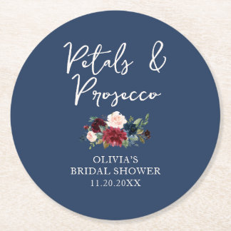 Dessous De Verre Rond Jardin de Pétals et Prosecco Fête Florale de Maria