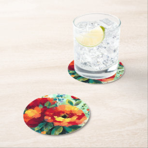 Dessous De Verre Rond Jardin floral flamboyant