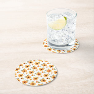 Dessous De Verre Rond Jaune Botanique Tournesol Vert Repas