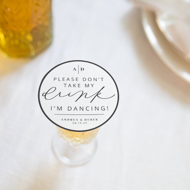 Dessous De Verre Rond Je danse Mariage Réception Boisson Dessous de verr (Créateur téléchargé)