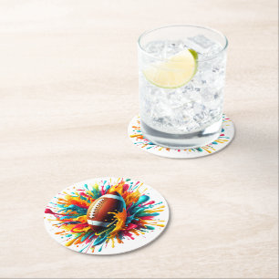 Dessous De Verre Rond Jeux de balle de sport de couleur moderne éclabous