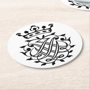 Dessous De Verre Rond Johann Sebastian Bach Crest Monogramme Insignia