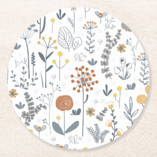 Dessous De Verre Rond Joli Abstrait Floral sans couture Motif