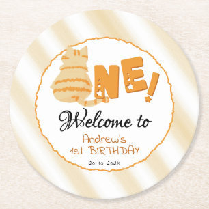 Dessous De Verre Rond Joli gros chat orange 1er anniversaire