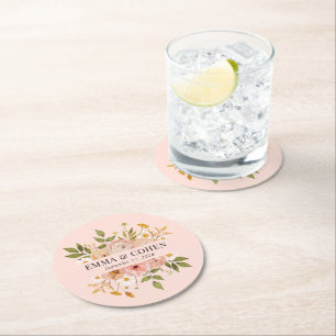 Dessous De Verre Rond Joli jardin fleuri faveur de mariage