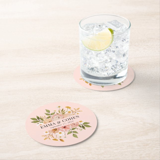 Dessous De Verre Rond Joli jardin fleuri faveur de mariage (En situation)