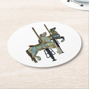 Dessous De Verre Rond Joli Joyeux Parcours Carrousel Chevaux
