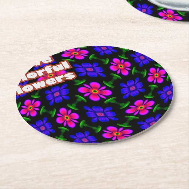 Dessous De Verre Rond Joli Motif de fleurs roses (Incliné)